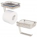 mDesign Wall Mount Toilet Tissue Paper Roll Holder and Dispenser with Storage Shelf for Bathroom Storage - Wall Mount  Holds and Dispenses One Roll - Pack of 2  Durable Metal in Satin - B07C8MXG52